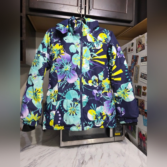 Kamik Kids Puffer Jacket - Navy and Floral - Picture 5 of 14